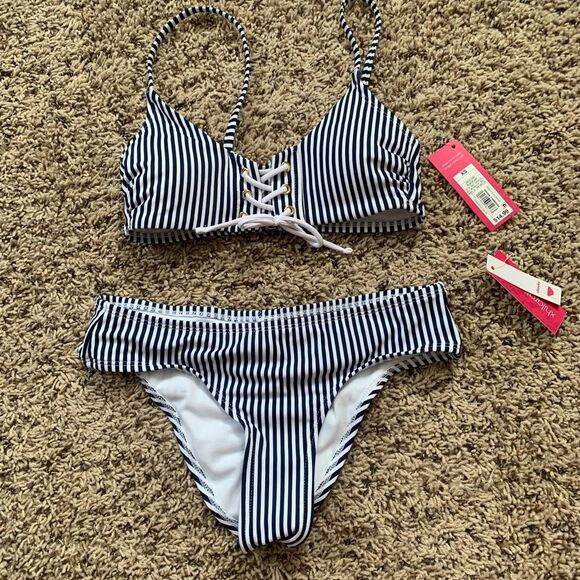 Xhilaration | blue and white stripe bikini NWT - Picture 8 of 8